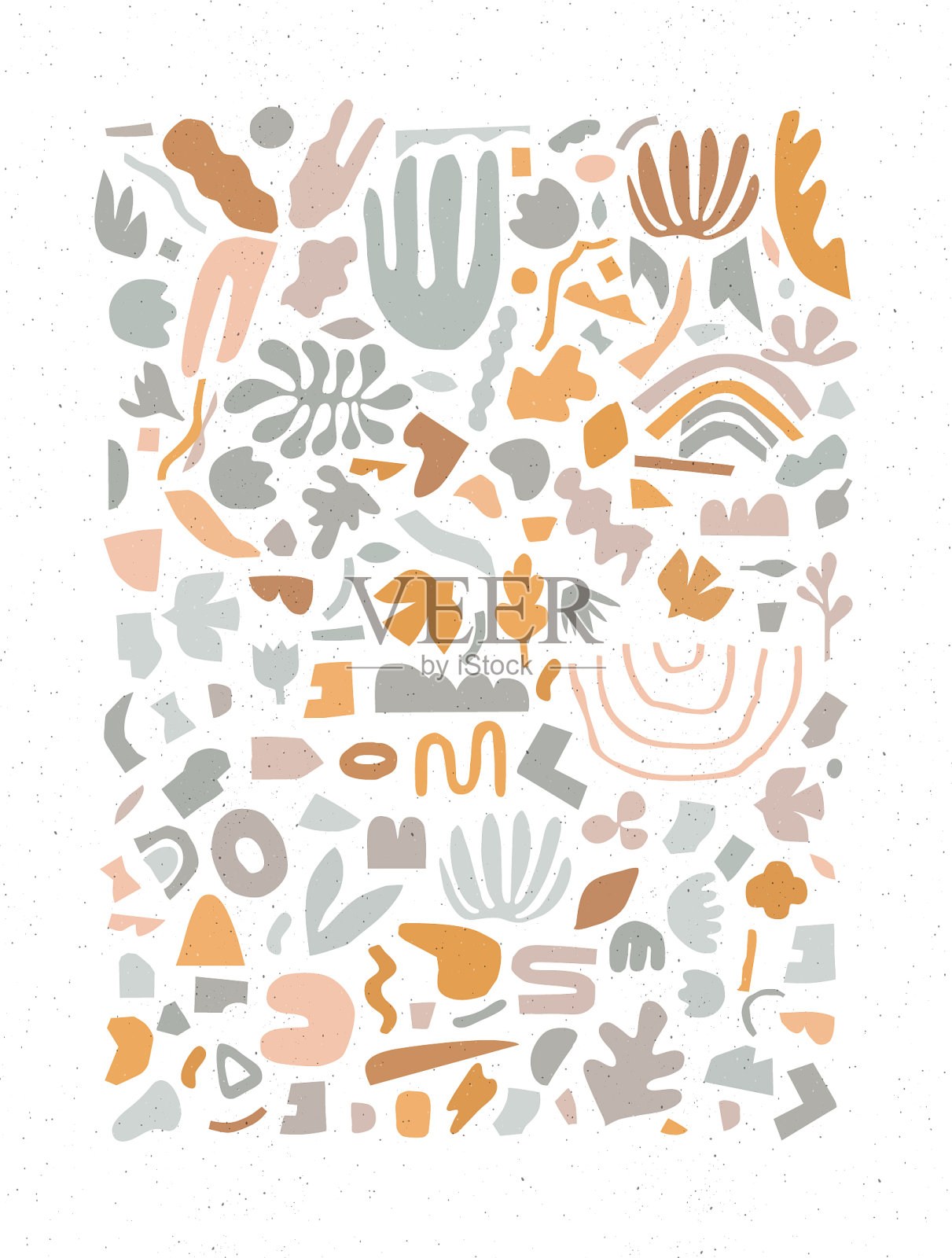 手工几何抽象形状灰色和橙色插画图片素材