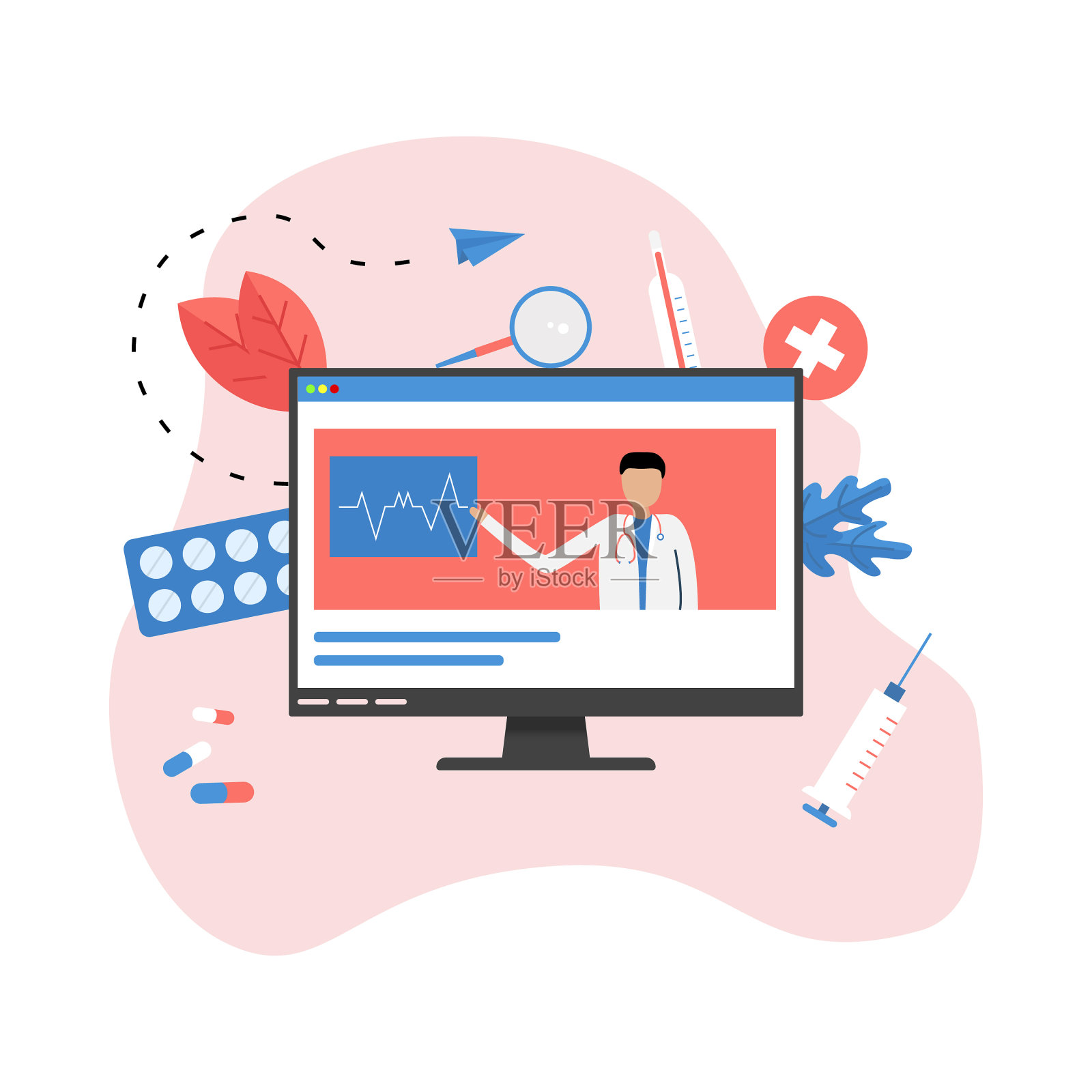 在线医疗保健和医疗咨询理念插画图片素材