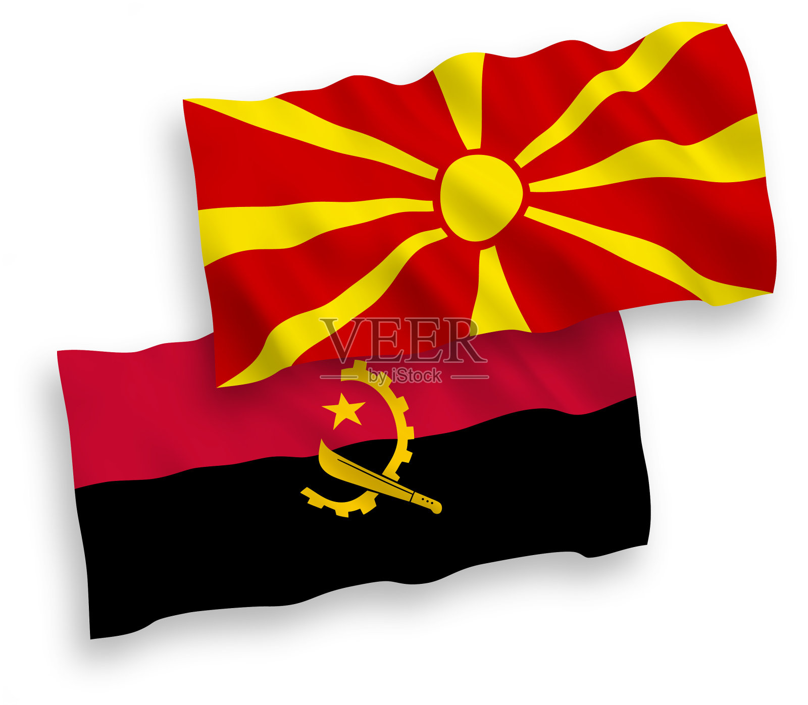 国旗上安哥拉和北马其顿为白色设计元素图片