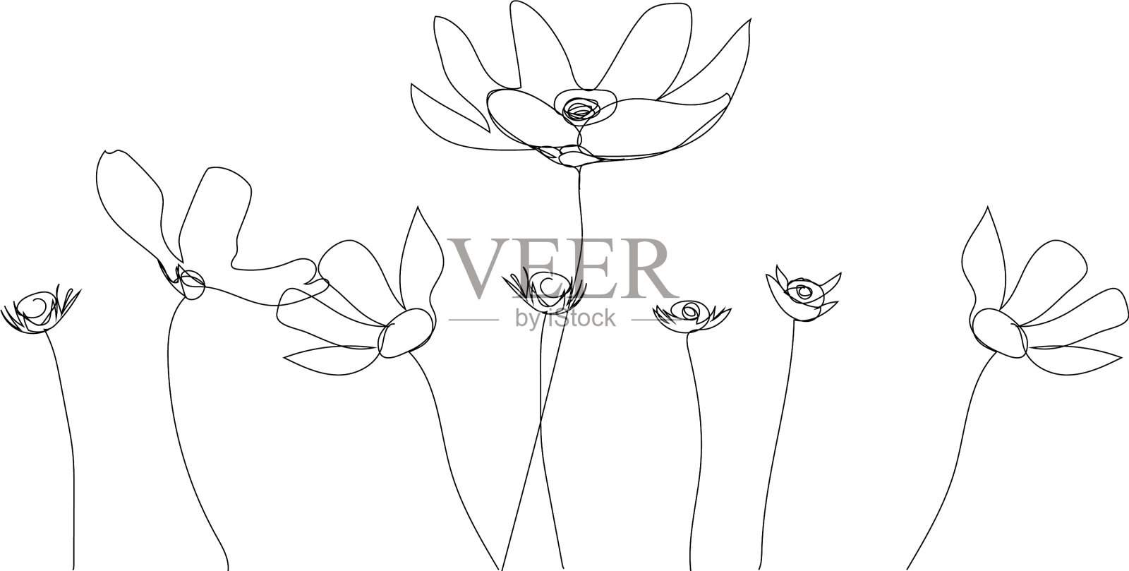 一行花画插画图片素材