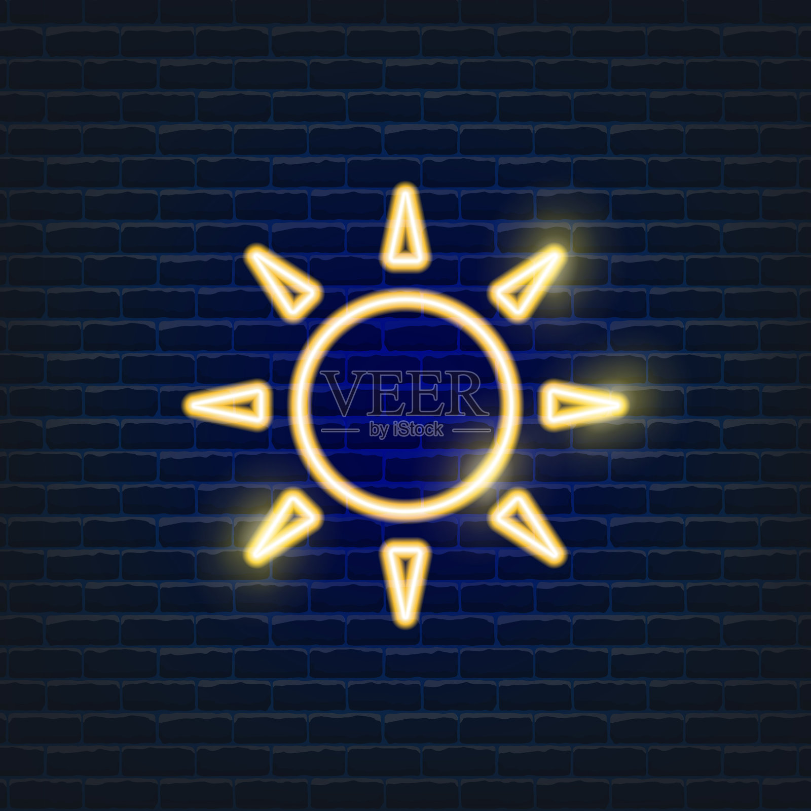 太阳氖图标。生态向量时髦的彩色符号。天气预报的概念。发光的插图标志的设计。插画图片素材