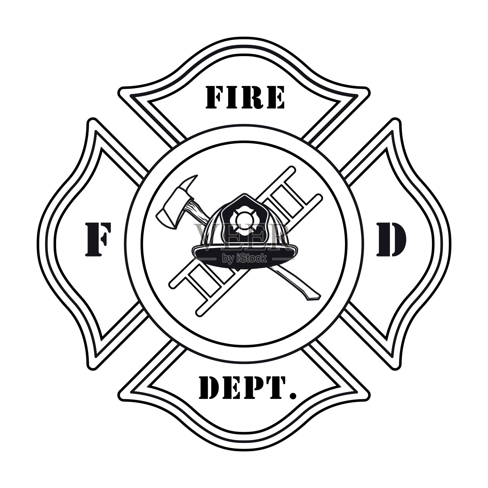 消防部门徽章与头盔矢量插图插画图片素材