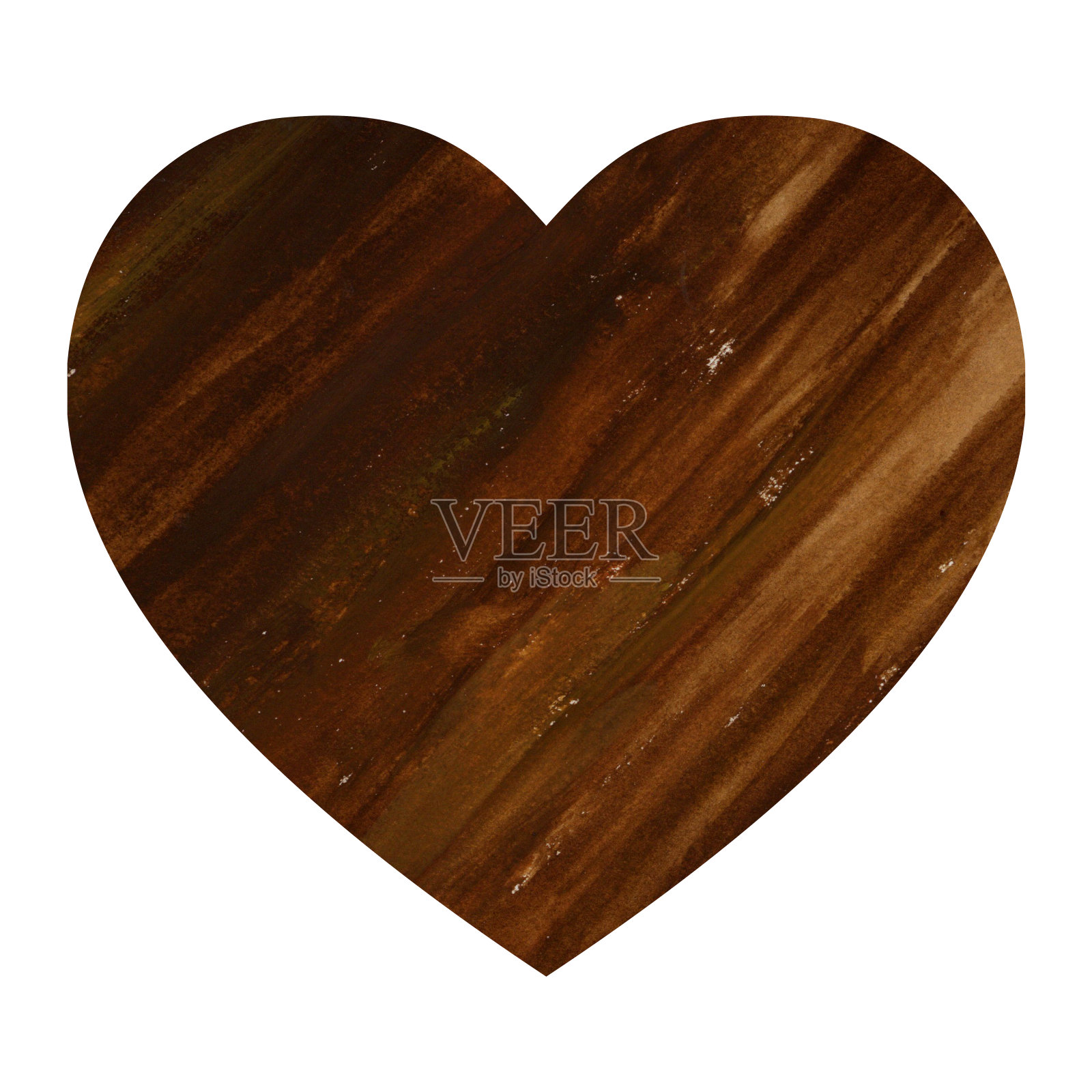 巧克力色的心的水彩画插图。插画图片素材