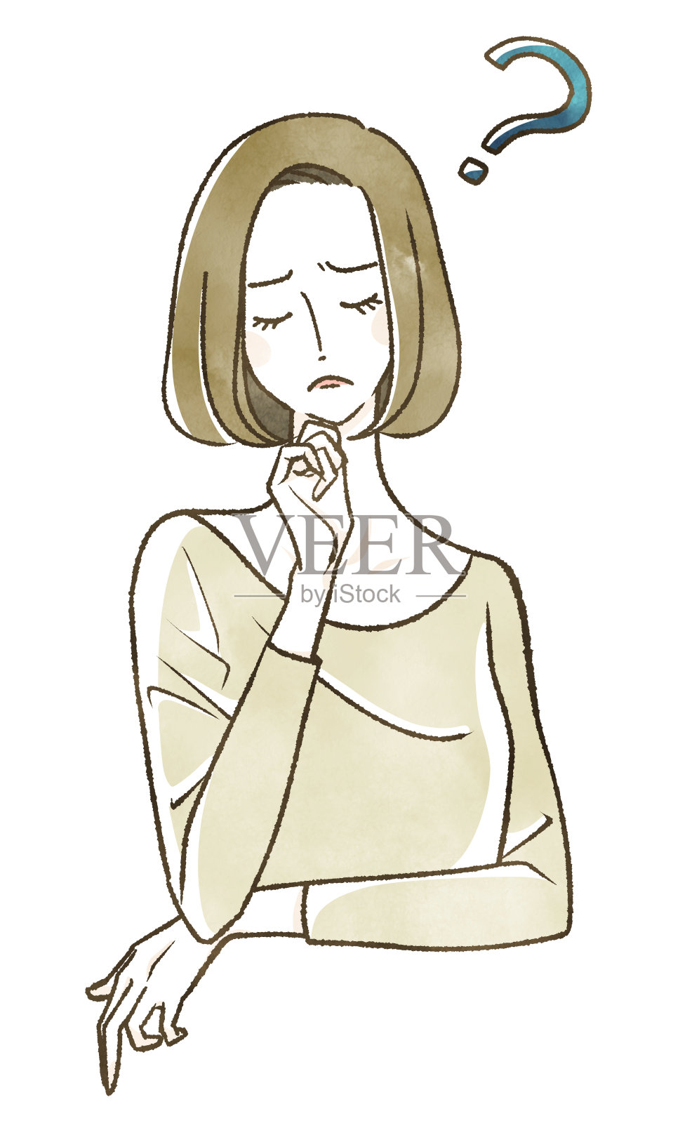 女人想知道插画图片素材