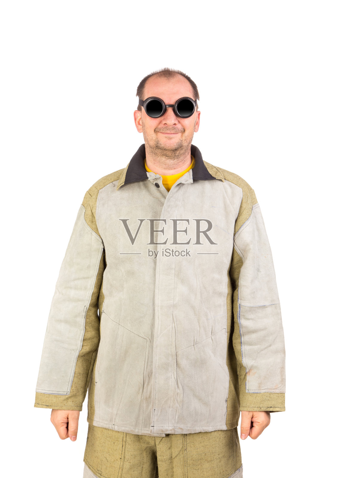 焊机在制服。照片摄影图片