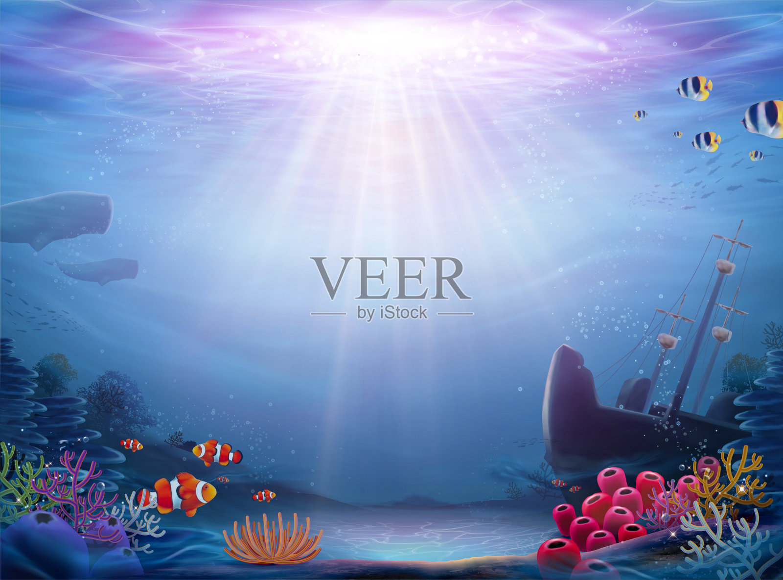 天然海底本底插画图片素材