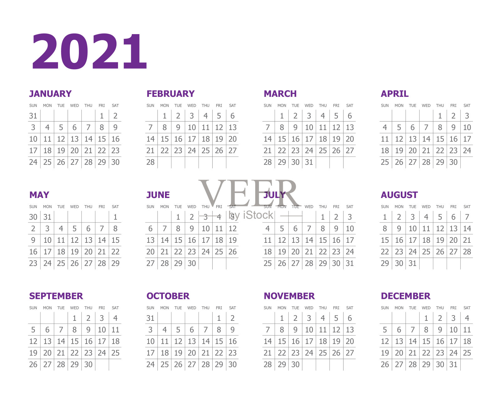 2021年日历矢量设计模板插画图片素材