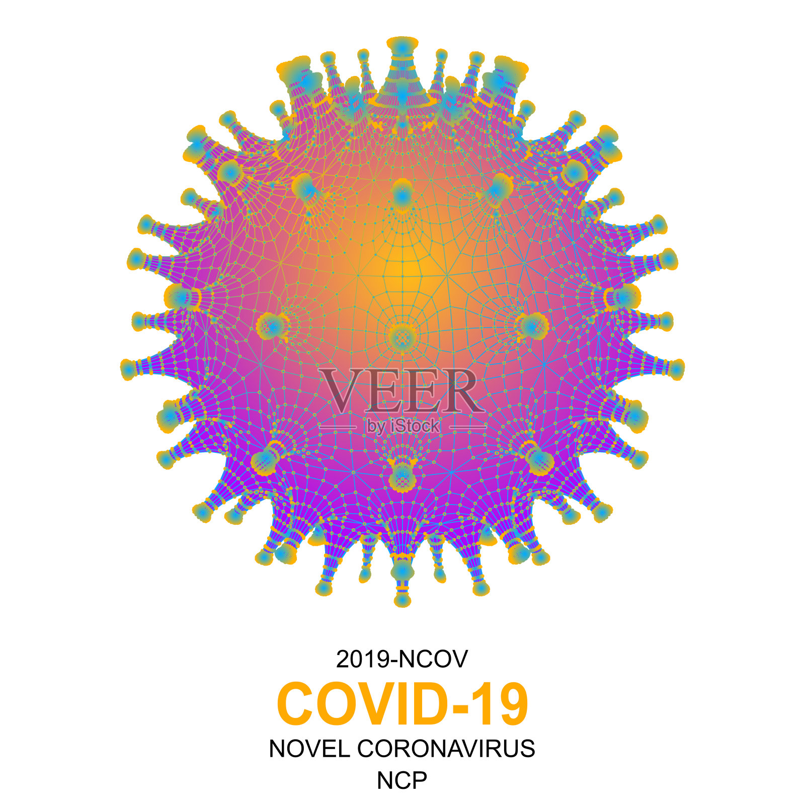 冠状病毒COVID-19。冠状病毒图标。明亮的霓虹灯3d标志上透明的背景隔离。世界范围内爆发肺部感染流感大流行。冠状病毒的疾病。插画图片素材