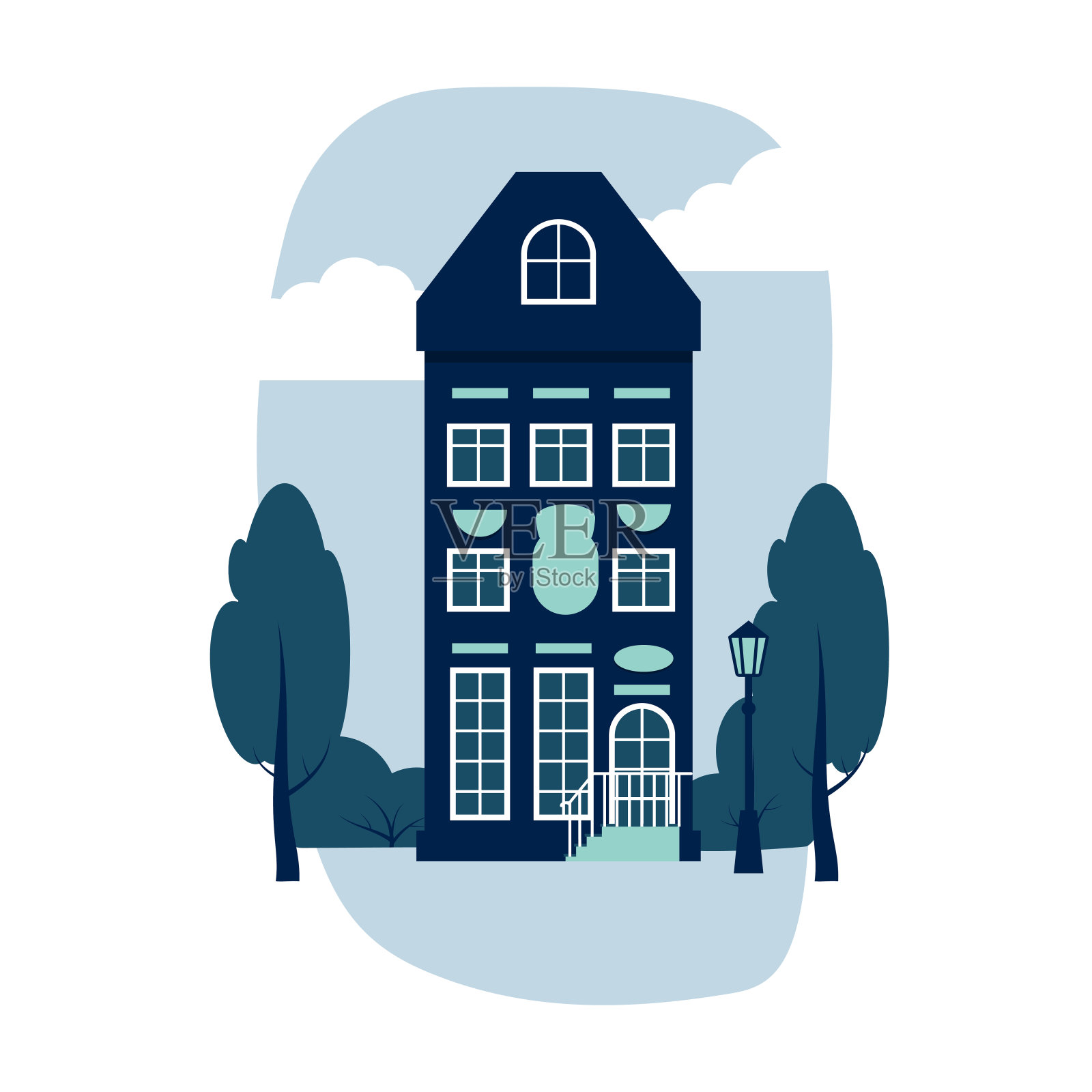 卡通房子特写彩色阿姆斯特丹矢量插画图片素材