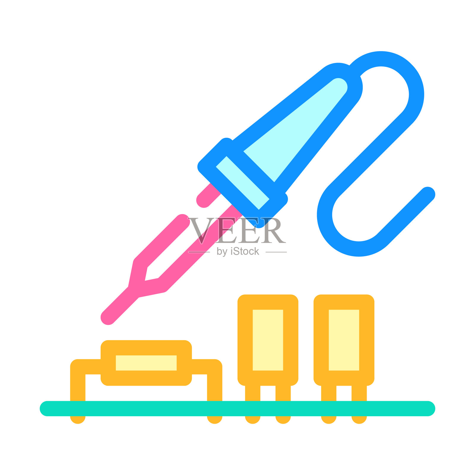 烙铁焊锡颜色图标矢量插图插画图片素材