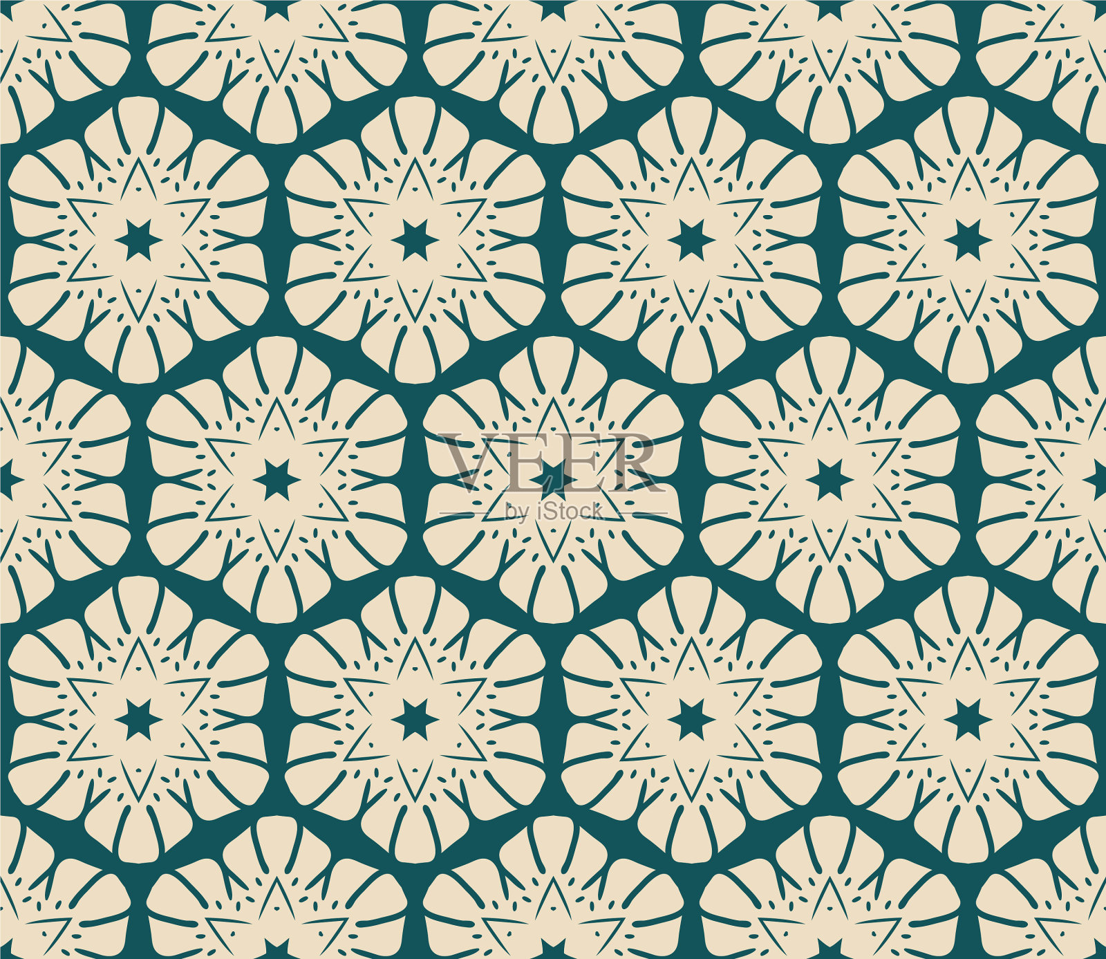 无缝模式与程式化的热带叶插画图片素材