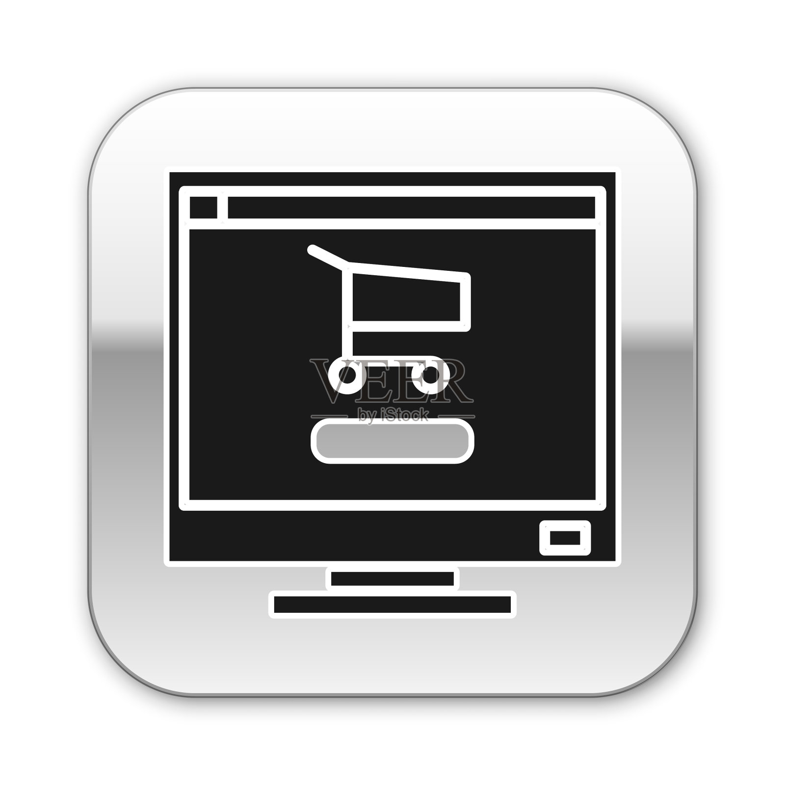 黑色购物车屏幕上的电脑图标图标素材