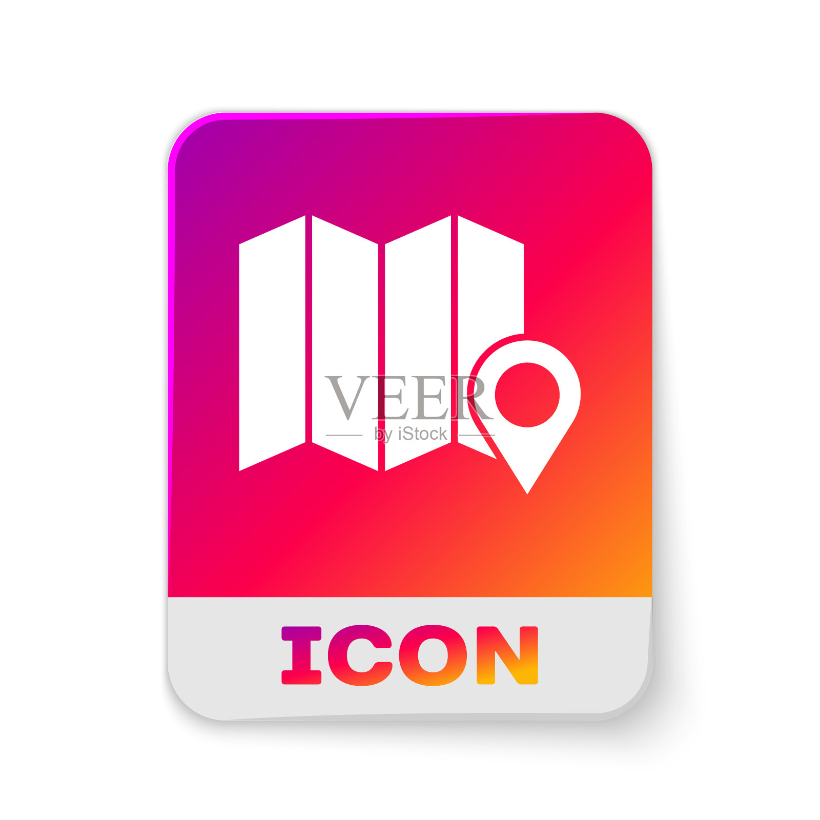 地图图标上的白色森林位置图标素材