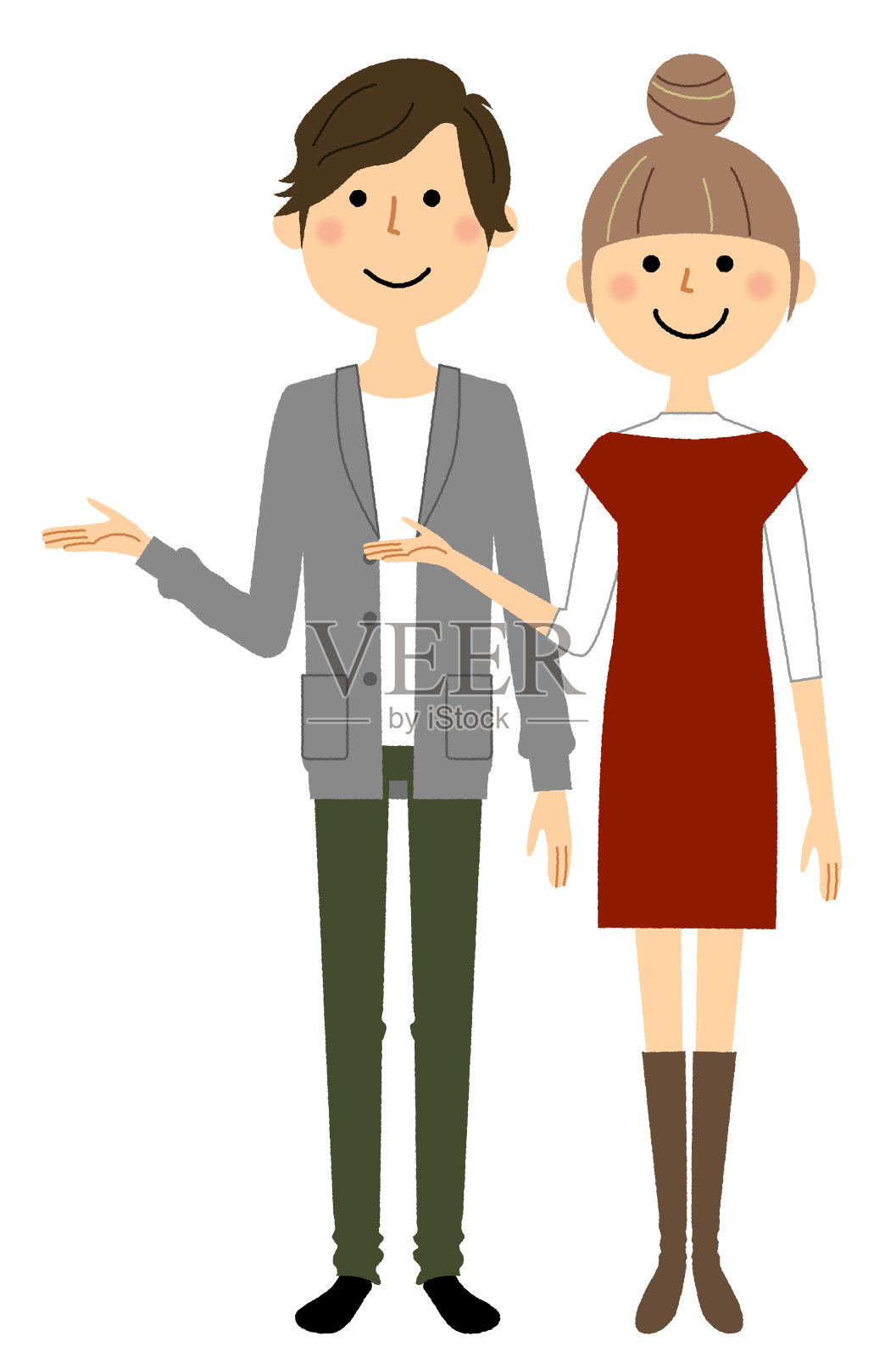 年轻男女解释插画图片素材