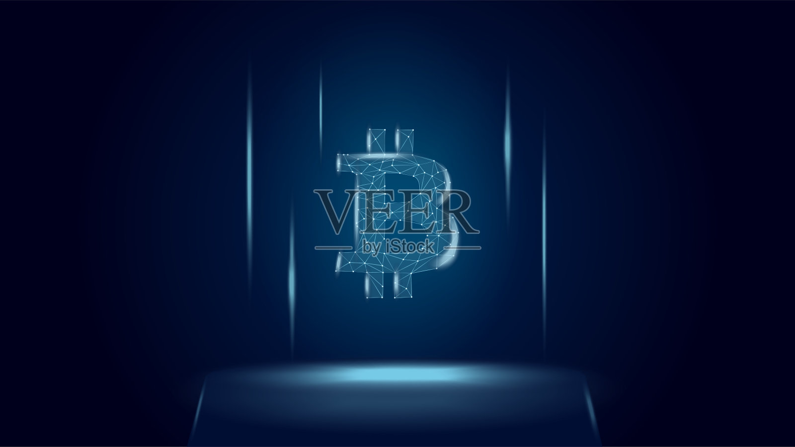 比特币BTC代币符号之上的基座。Cryptocurrency标志图标。矢量插图网站或横幅。插画图片素材