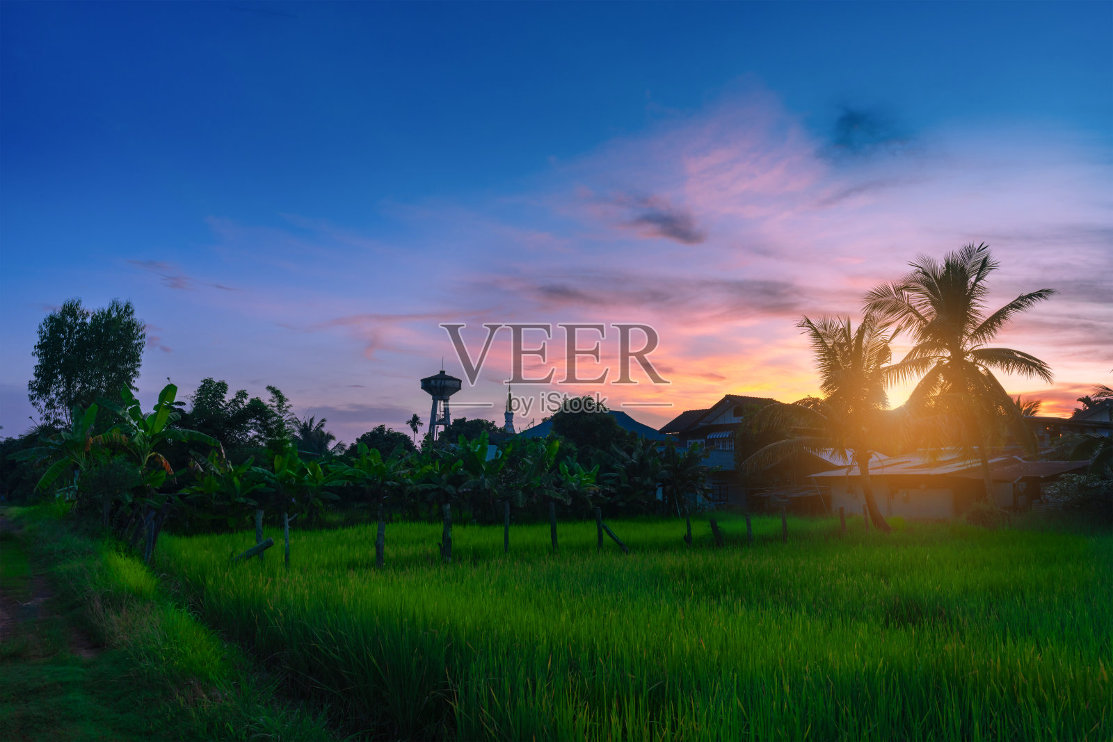 泰国纳honphanom省班老峰萨万区的日出。照片摄影图片