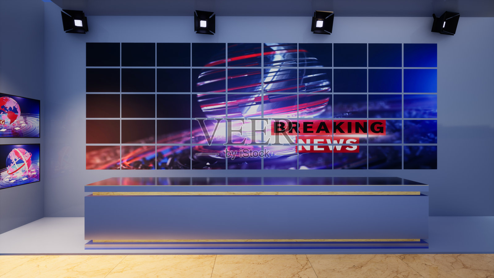3D虚拟电视演播室新闻照片摄影图片