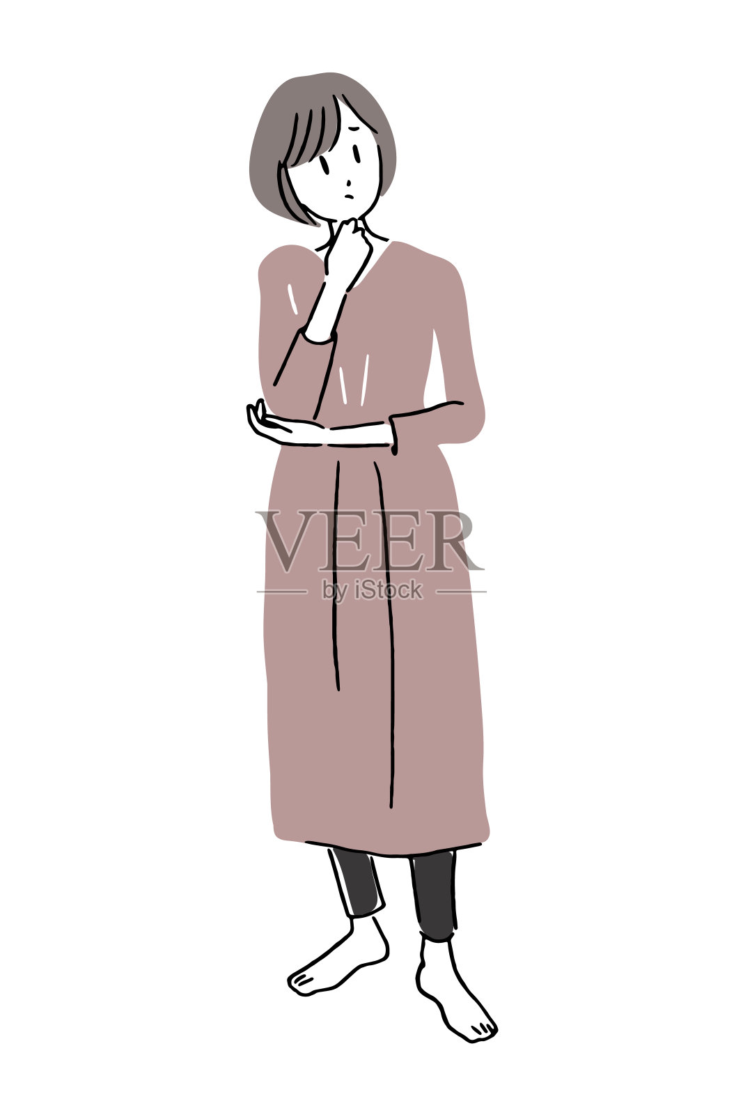 担心女人1插画图片素材