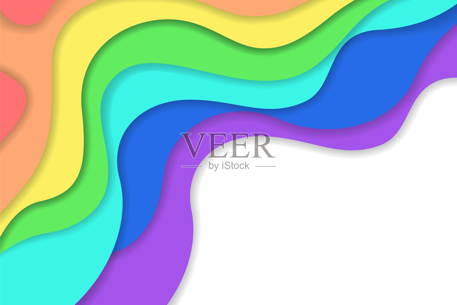 抽象波浪彩虹色剪纸背景插画图片素材