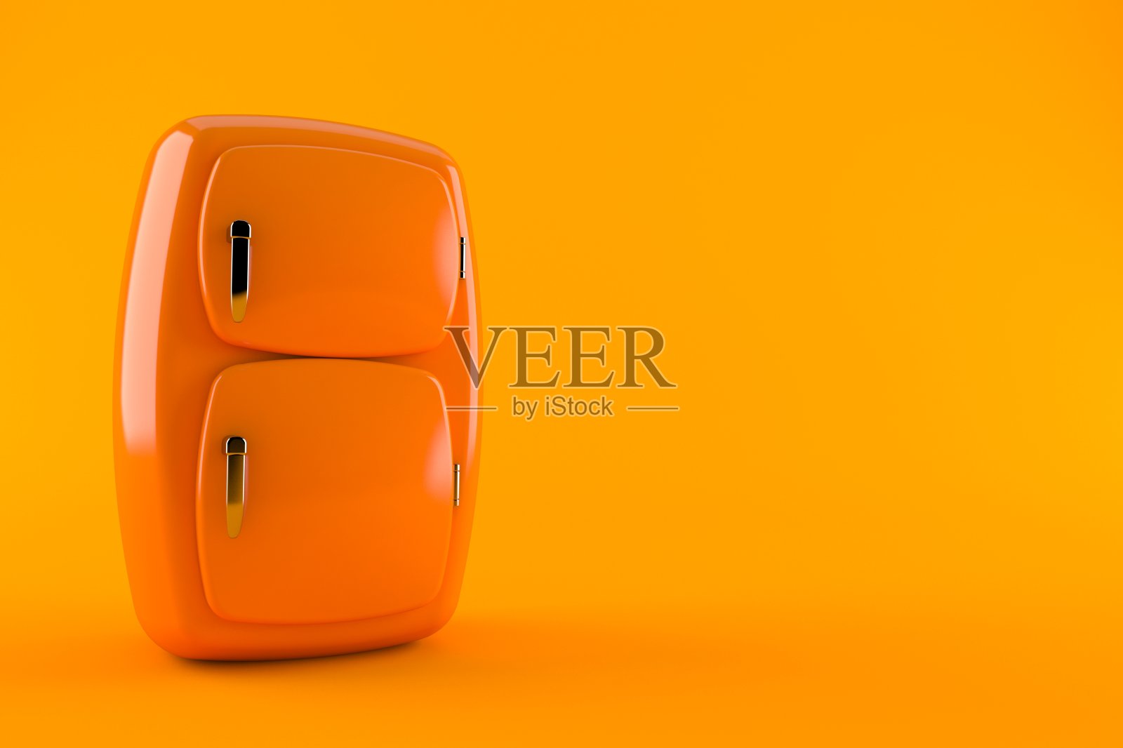 橙色的冰箱照片摄影图片