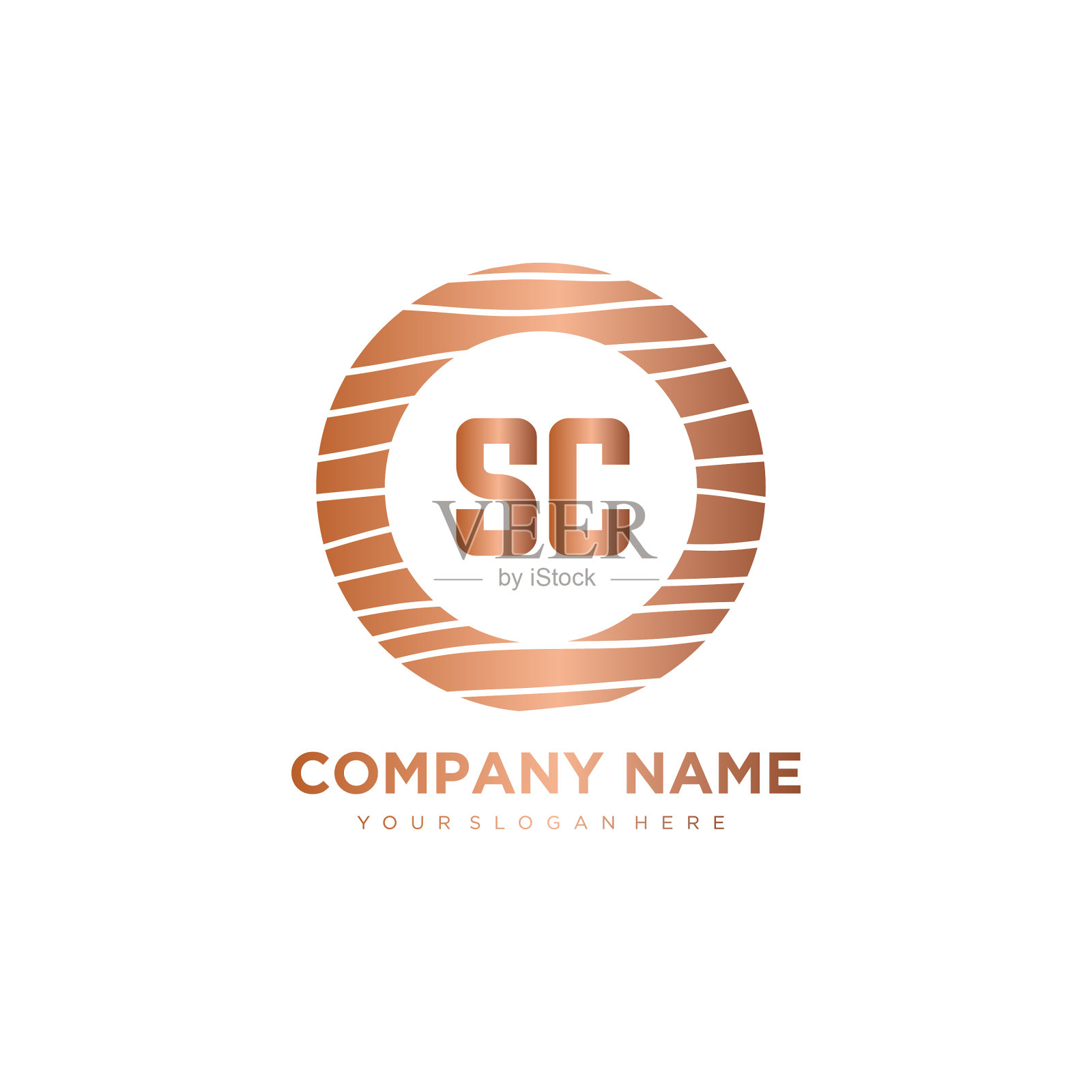 Sc首字母圆木标志模板插画图片素材