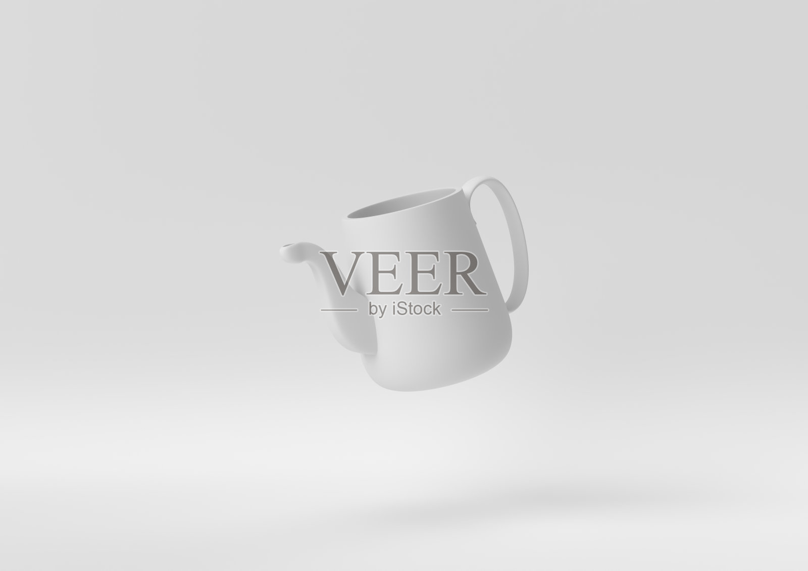 创造性的最小的纸的想法。概念白水壶白色背景。3d渲染,3d插图。照片摄影图片