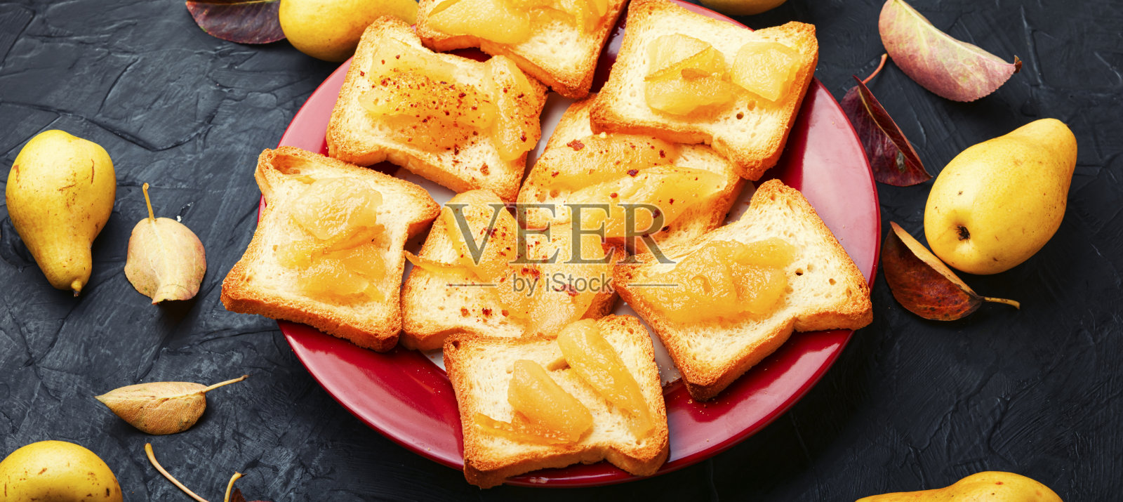 自制的梨果酱照片摄影图片