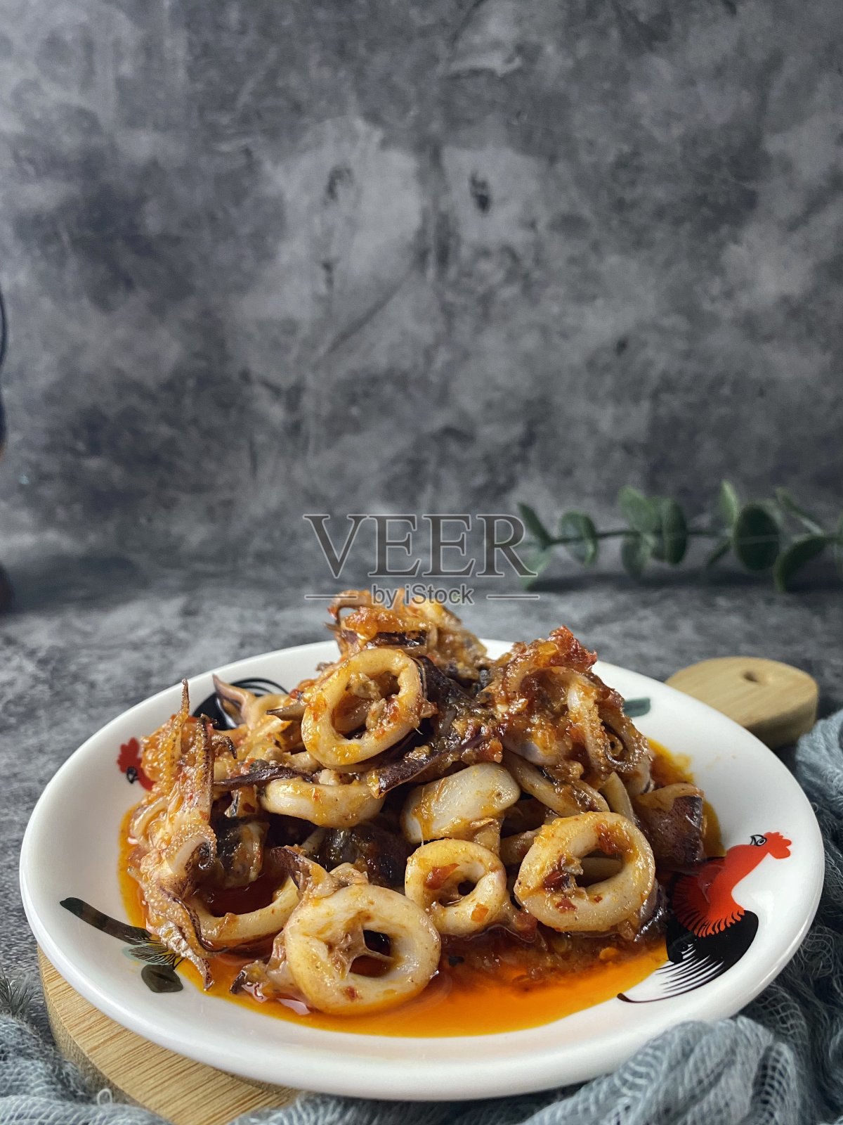 鱿鱼的菜照片摄影图片