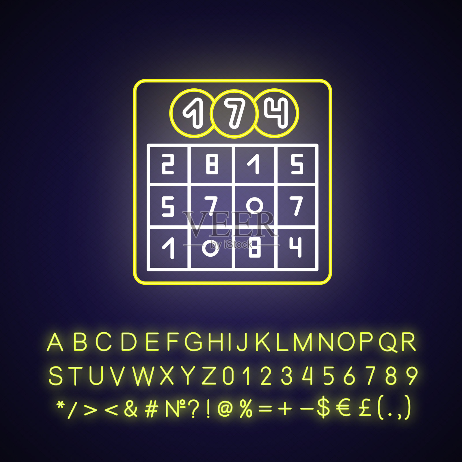 游戏机会霓虹灯图标插画图片素材