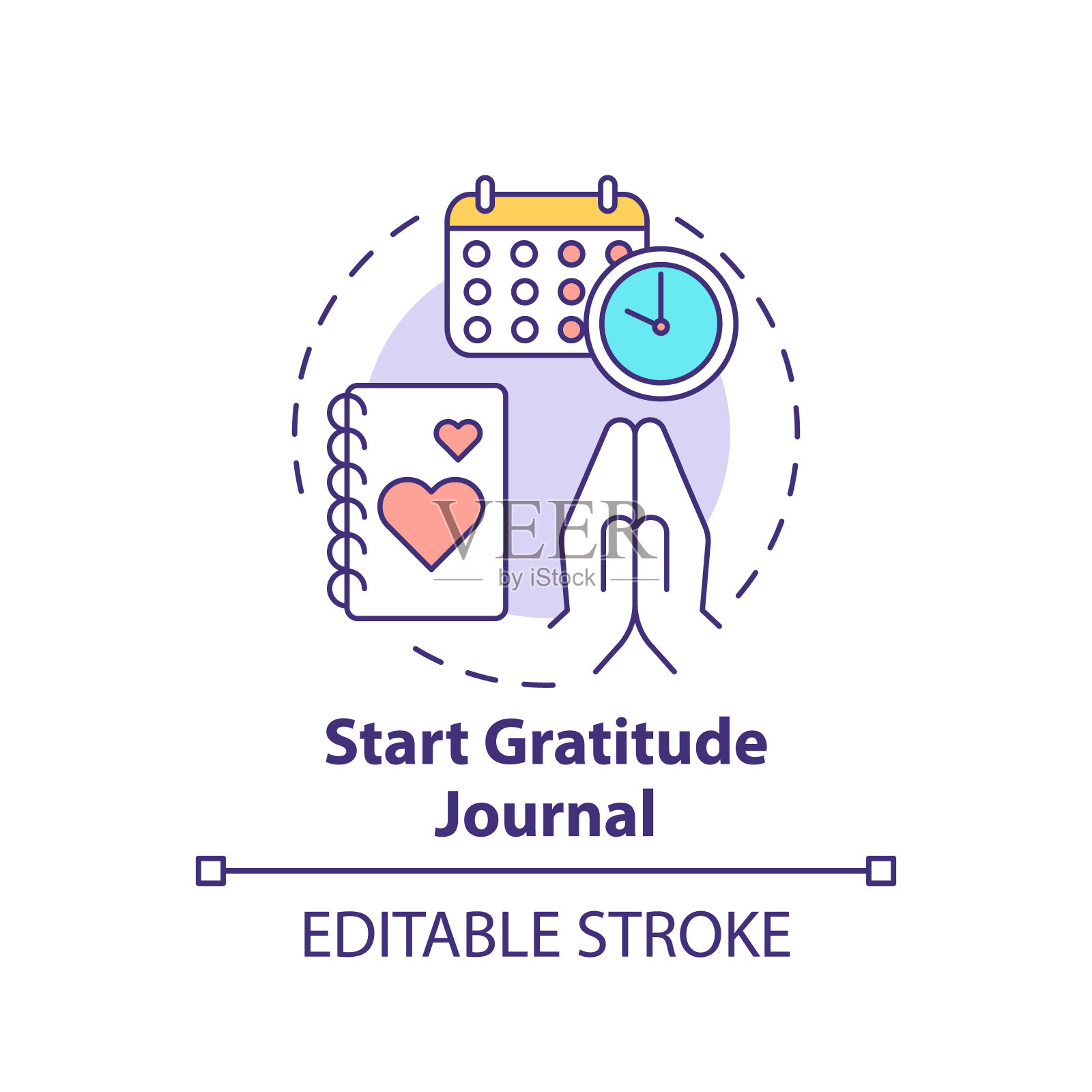 开始感恩日记概念图标插画图片素材