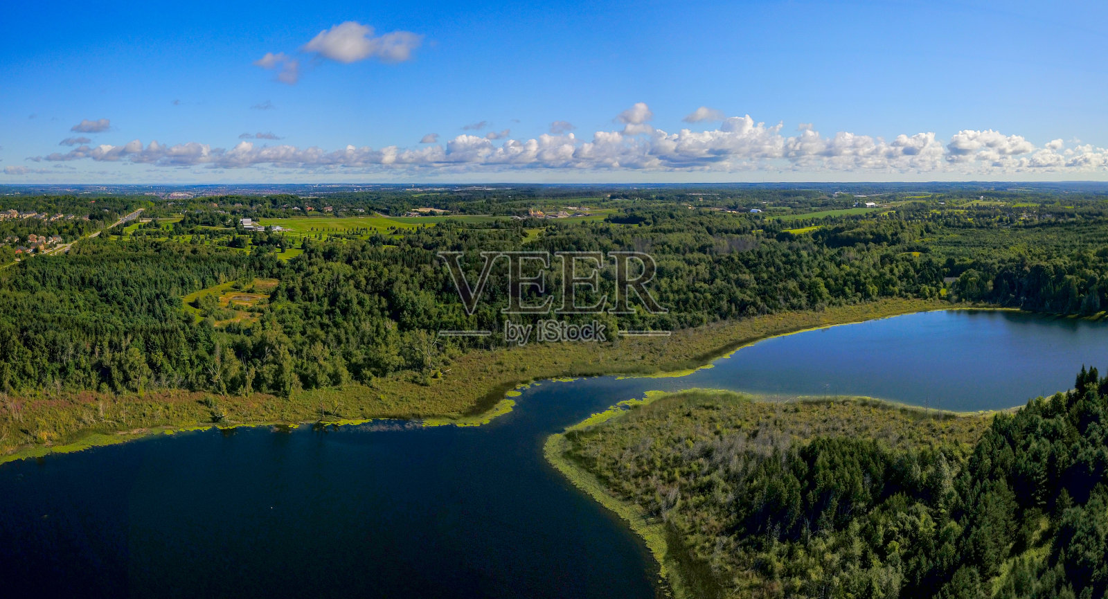 鸟瞰图威尔科克斯湖景观,安大略省,加拿大照片摄影图片