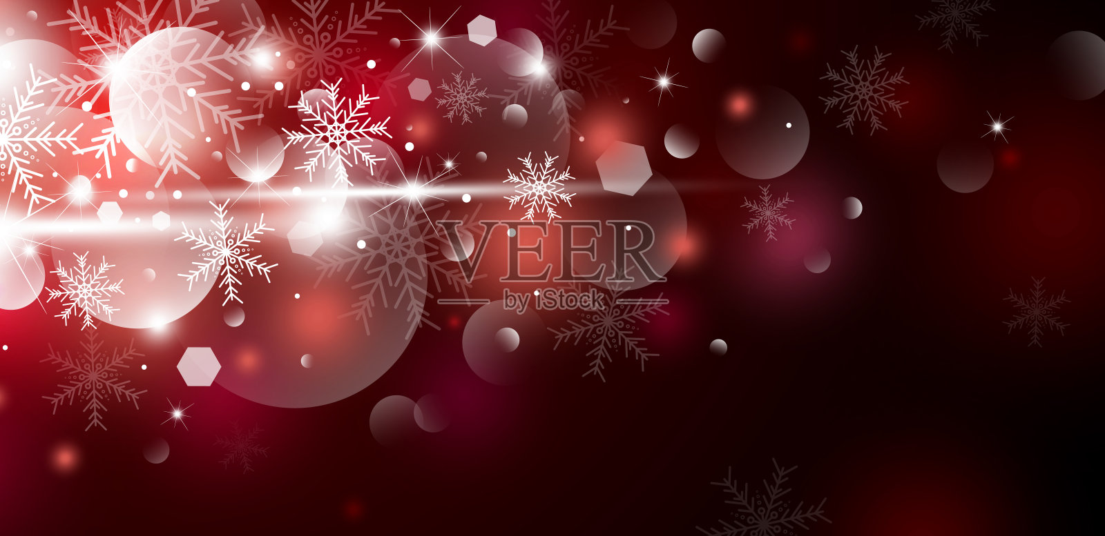 圣诞背景概念设计的白色雪花和雪花与散景矢量插图插画图片素材