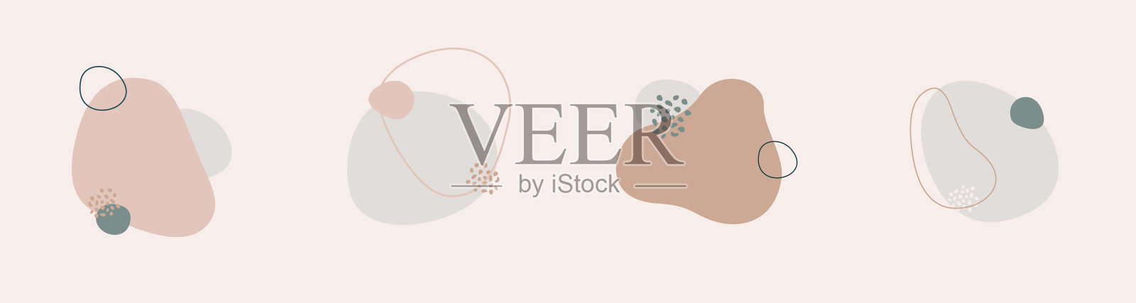 一套抽象的极简主义背景。矢量具有轮廓的平面几何形状插画图片素材