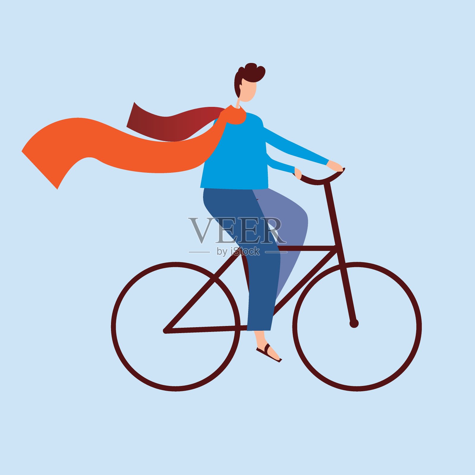 男性自行车运动员孤立,自行车运动概念,生态运输,平面矢量股票插图作为标志,会徽插画图片素材