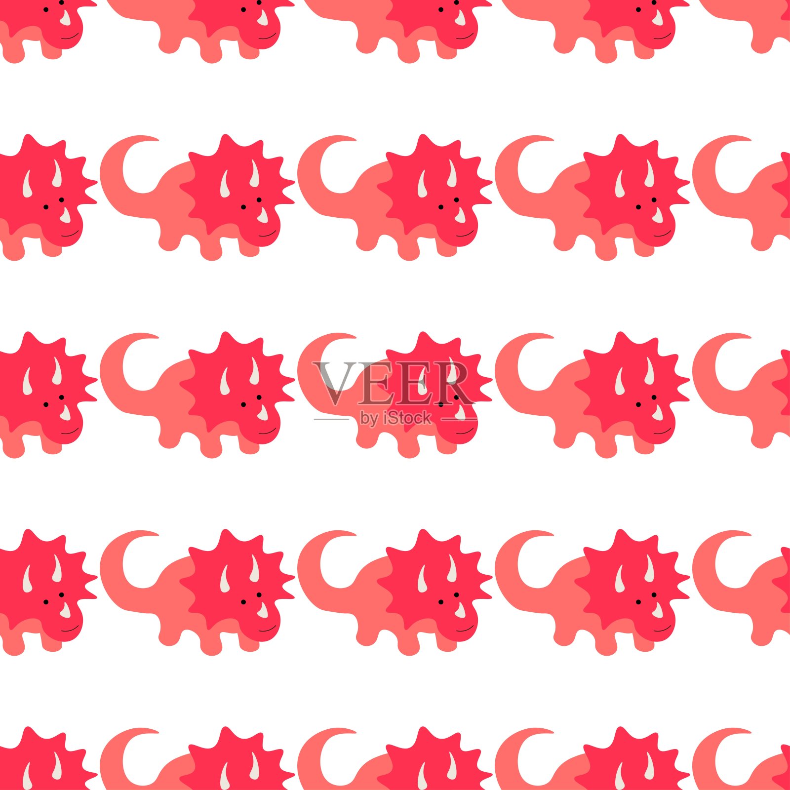 奇妙的红色三角龙在白色的背景上。扁平风格的捕食者。卡通动物爬行动物网页。 库存矢量插图装饰,设计,婴儿纺织品, 壁纸插画图片素材