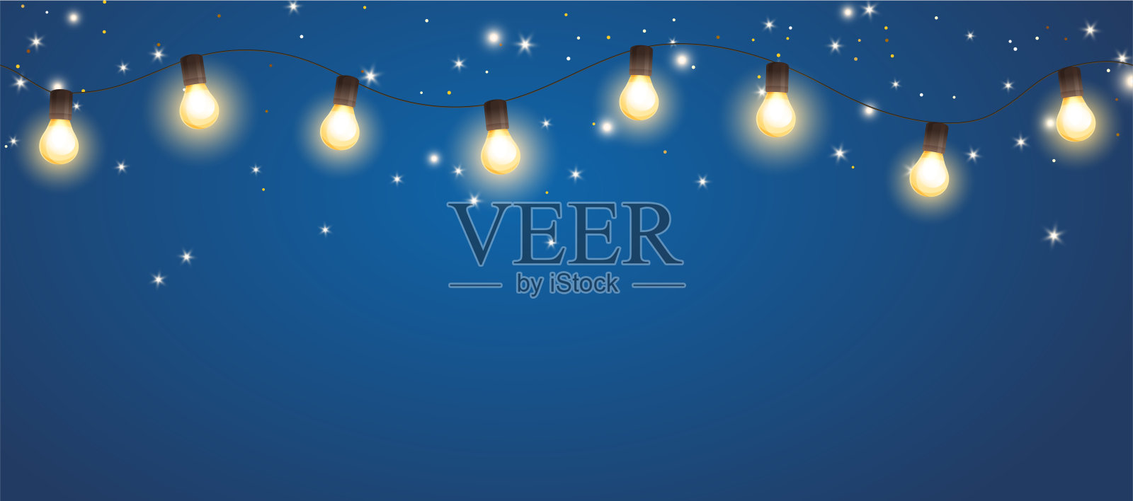 节日的背景。闪亮的灯泡花环,矢量装饰。插画图片素材