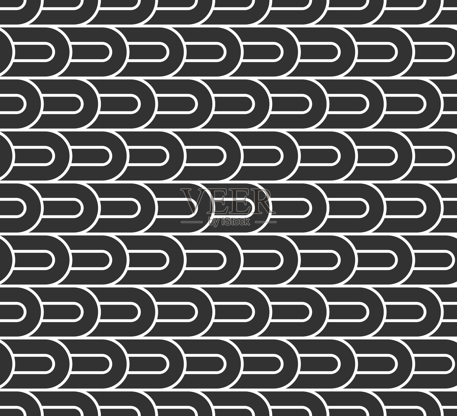 线性无缝背景与扭曲线,矢量抽象几何图案,条纹编织,光学迷宫,网络。黑白图案。插画图片素材