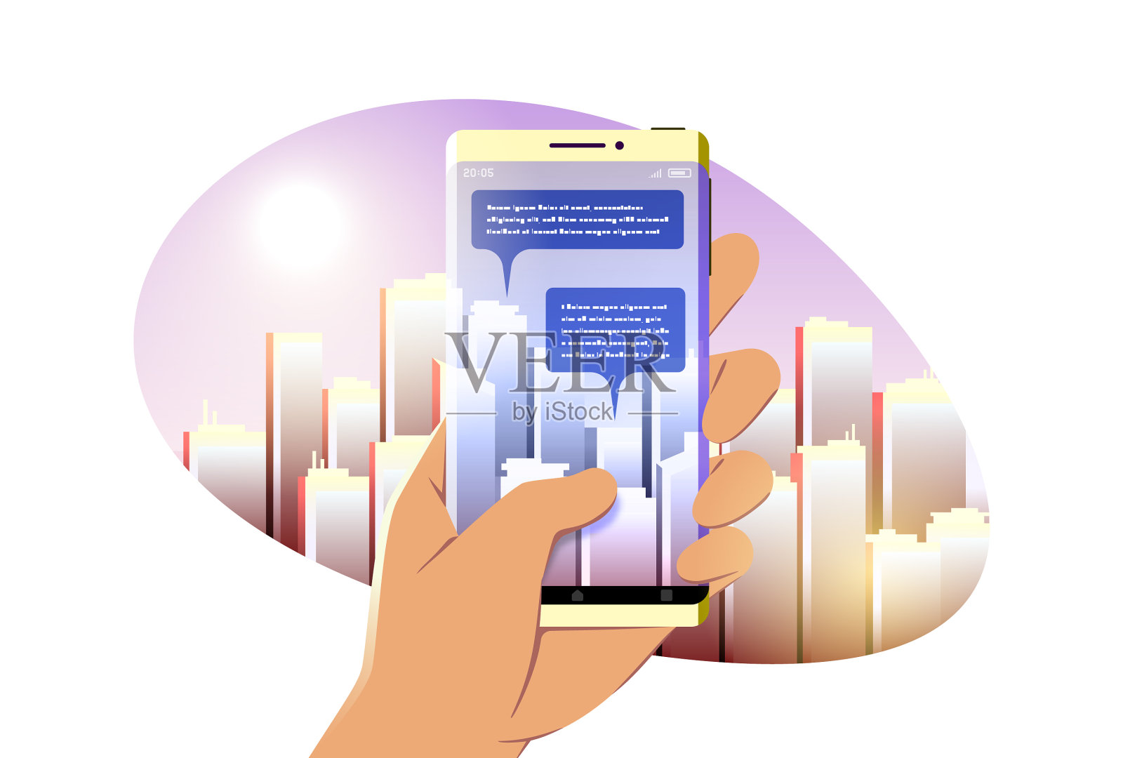 人类手持增强智能手机设计元素图片