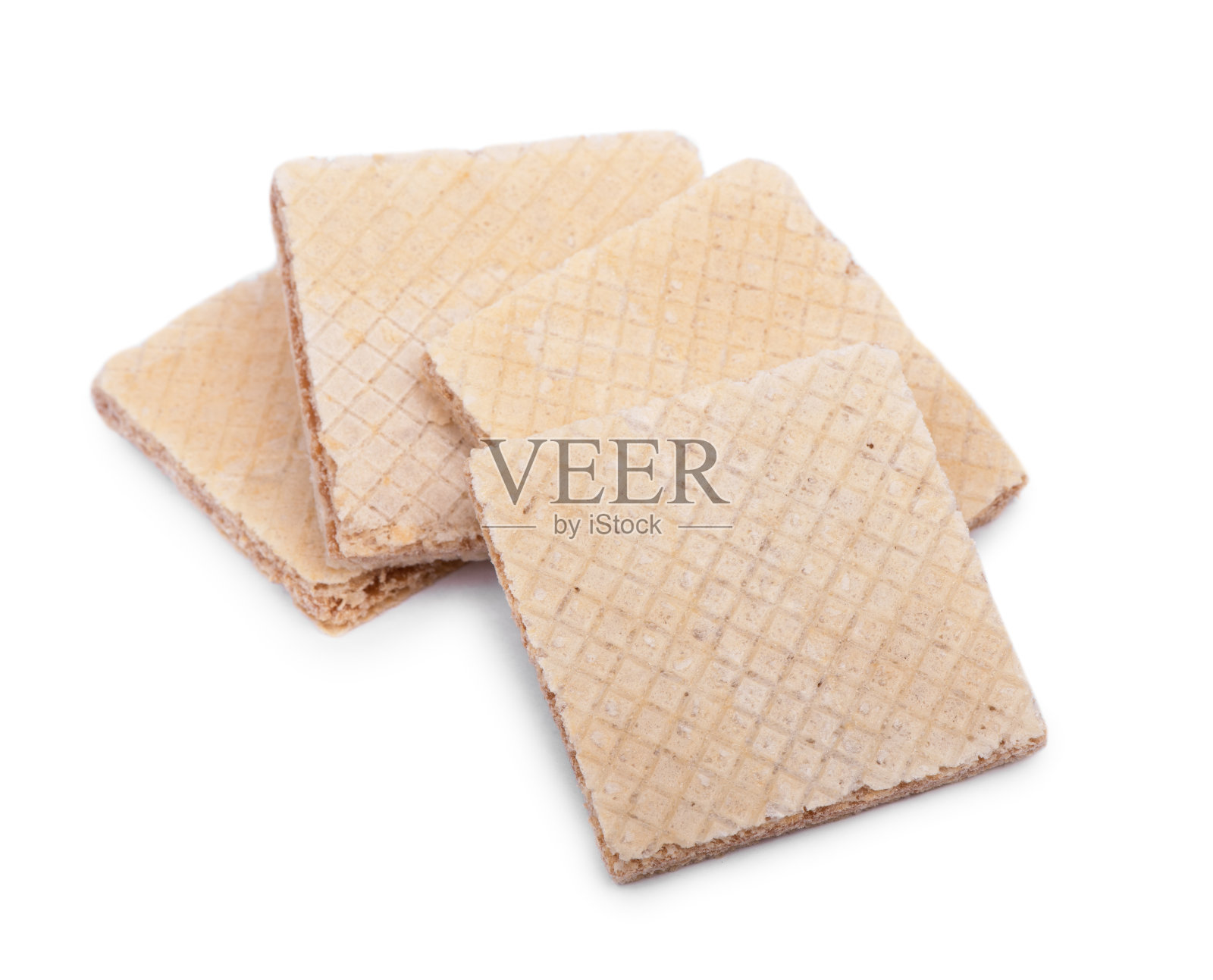 一组新鲜的方形华夫饼照片摄影图片