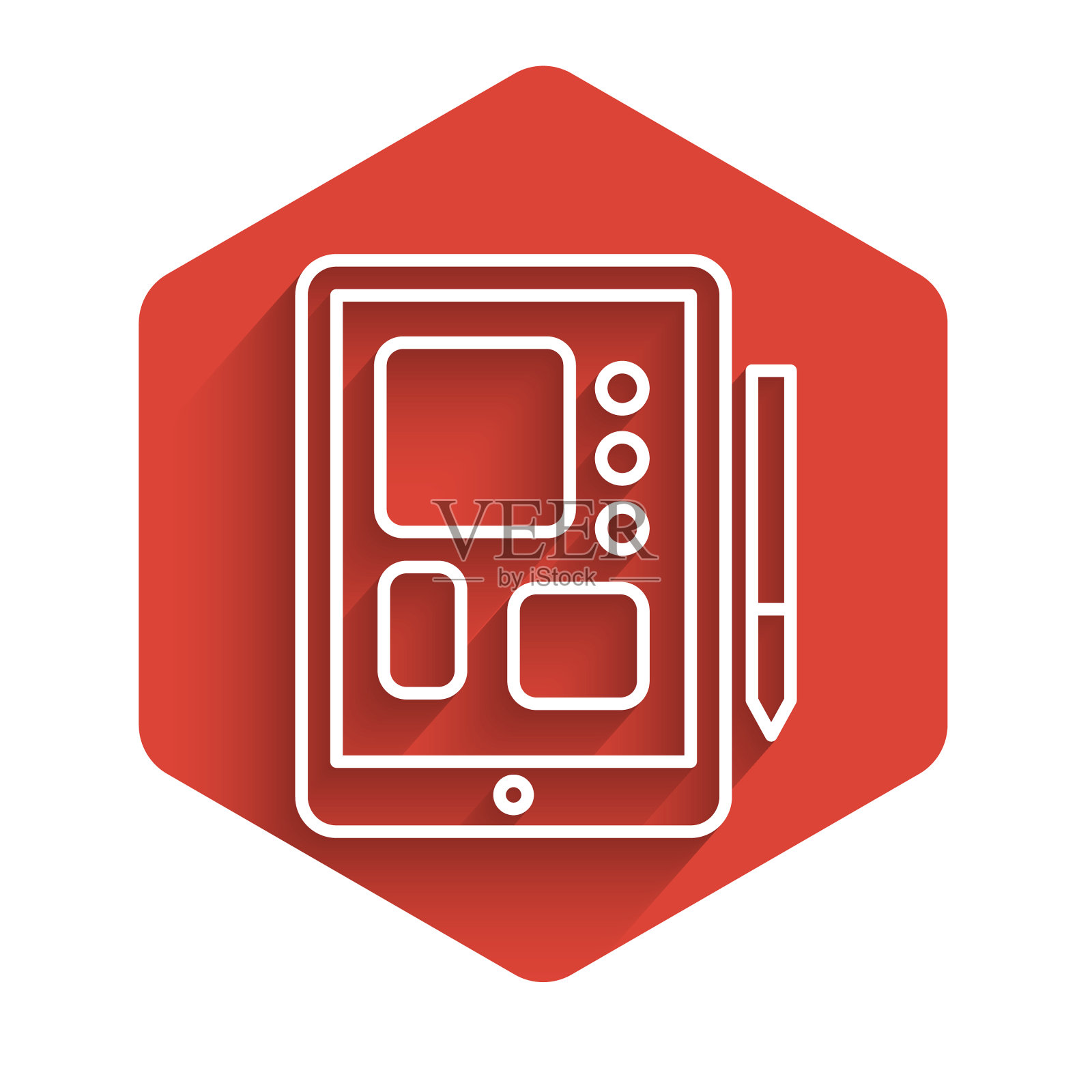 白线图形平板图标隔离与长插画图片素材