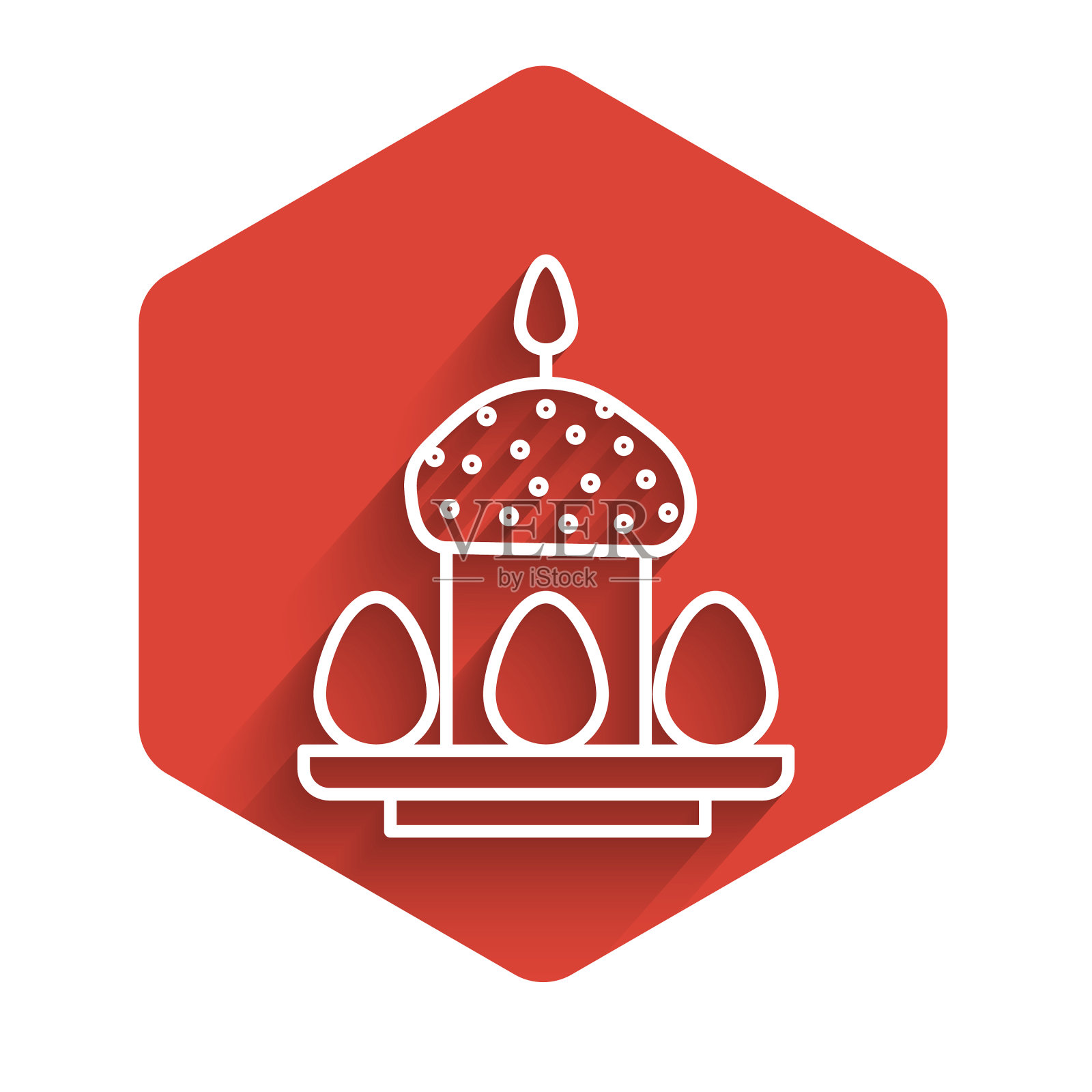 白色线复活节蛋糕和鸡蛋图标孤立插画图片素材