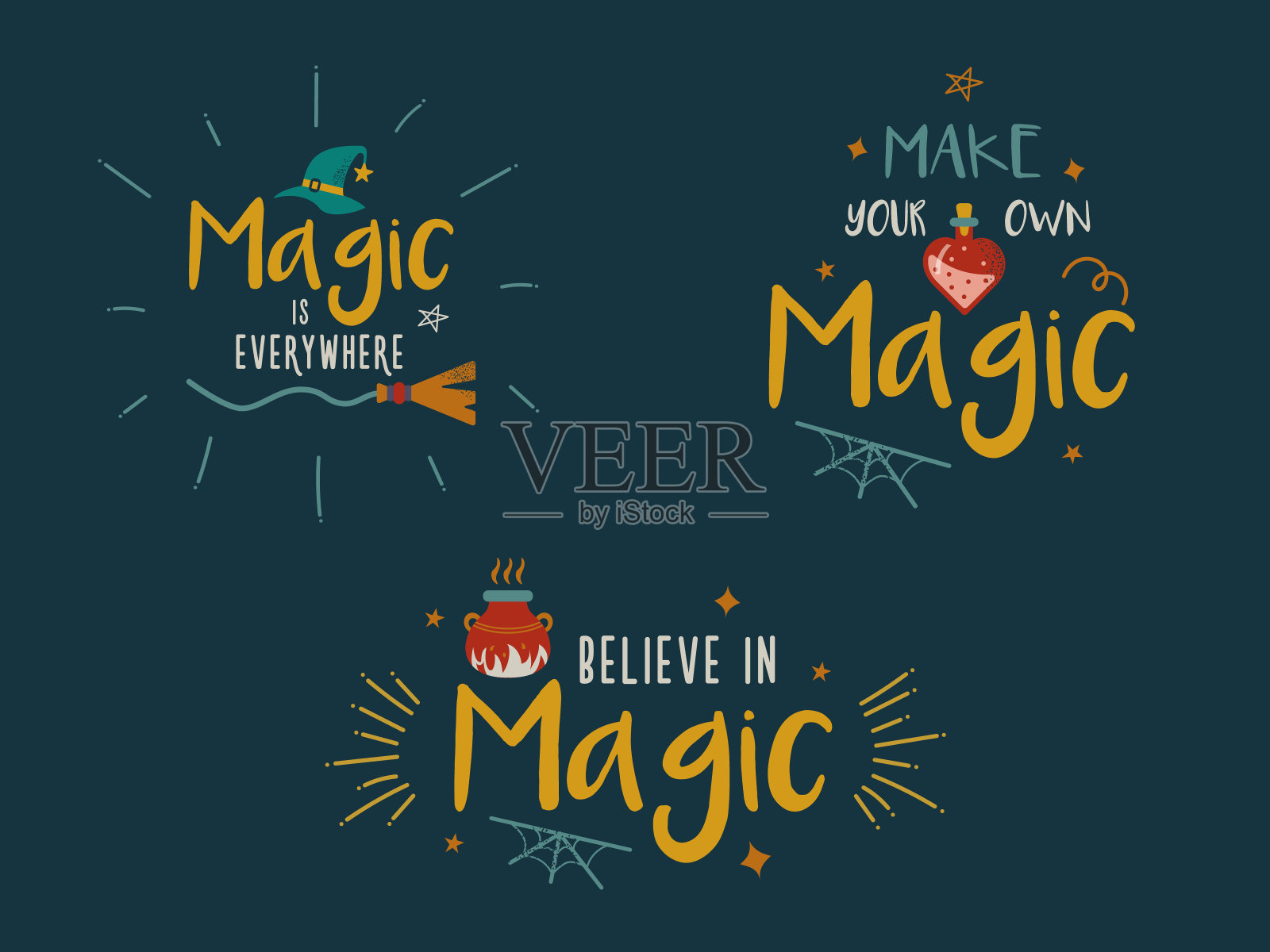 魔法处处相信使巫婆引用字母插画图片素材