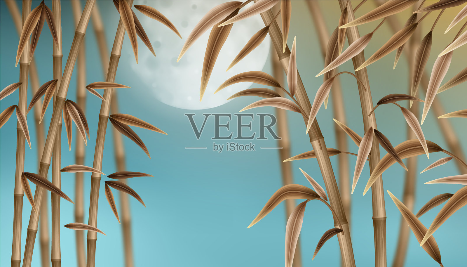 秋景竹林插画图片素材