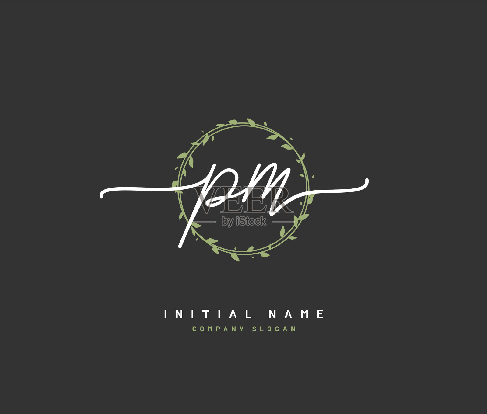 PM美初始标识PM手写标识插画图片素材