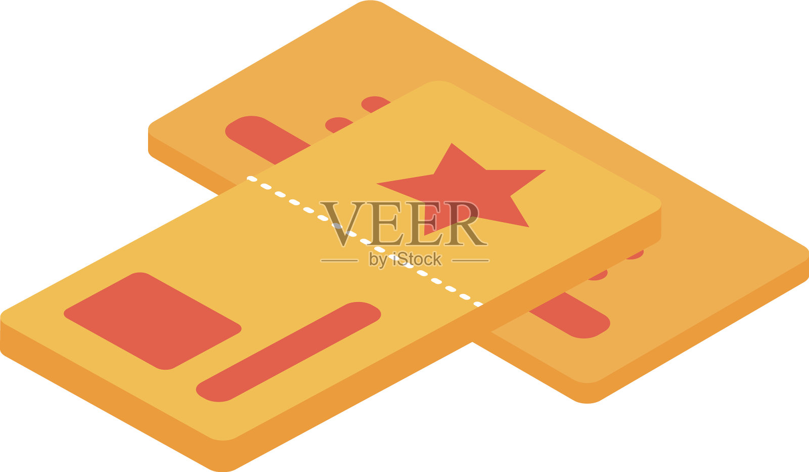 孤立的电影票等距风格图标设计元素图片