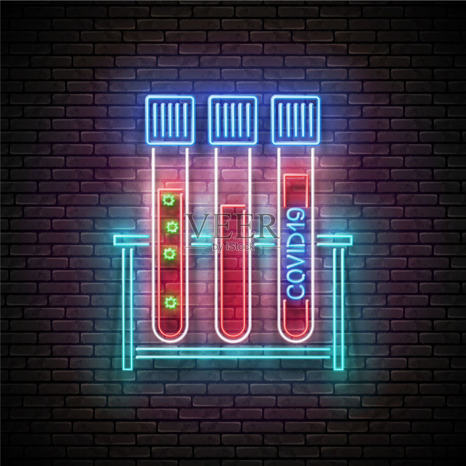 Glow设置了带有血液的医用试管插画图片素材