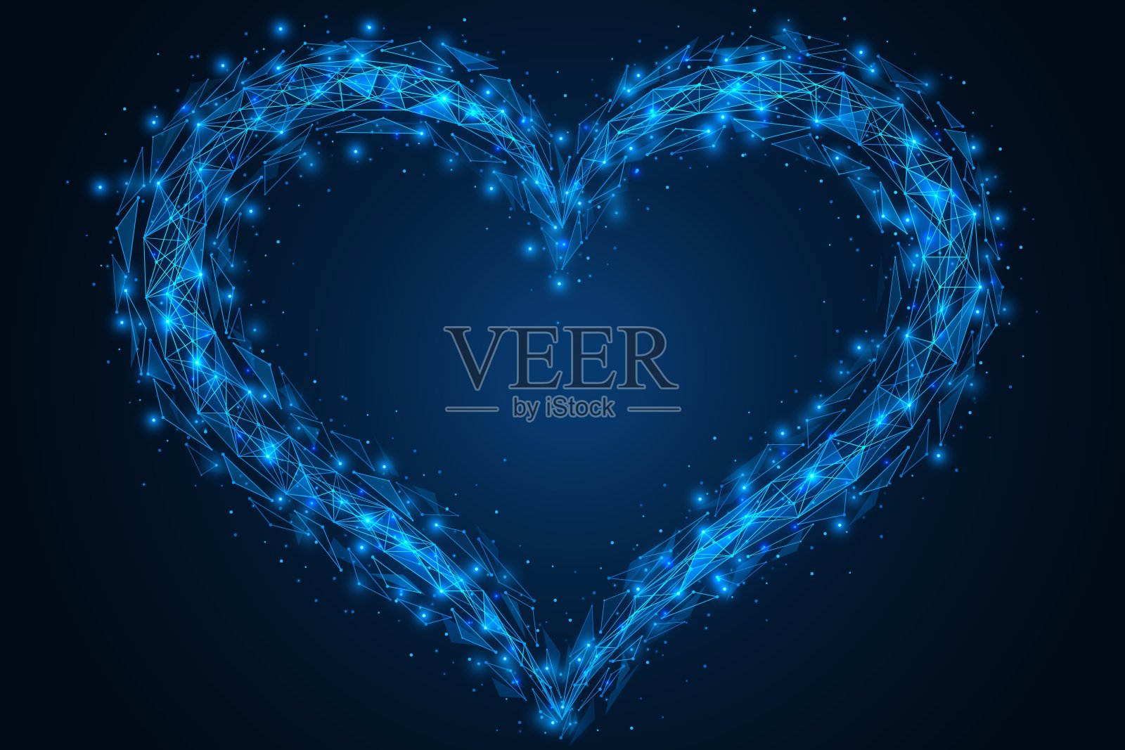 由碎片组成的明亮多边形心形插画图片素材