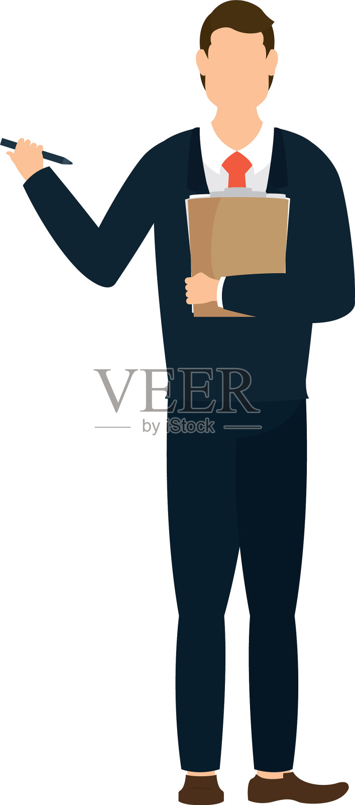 商人头像与文件和笔设计元素图片