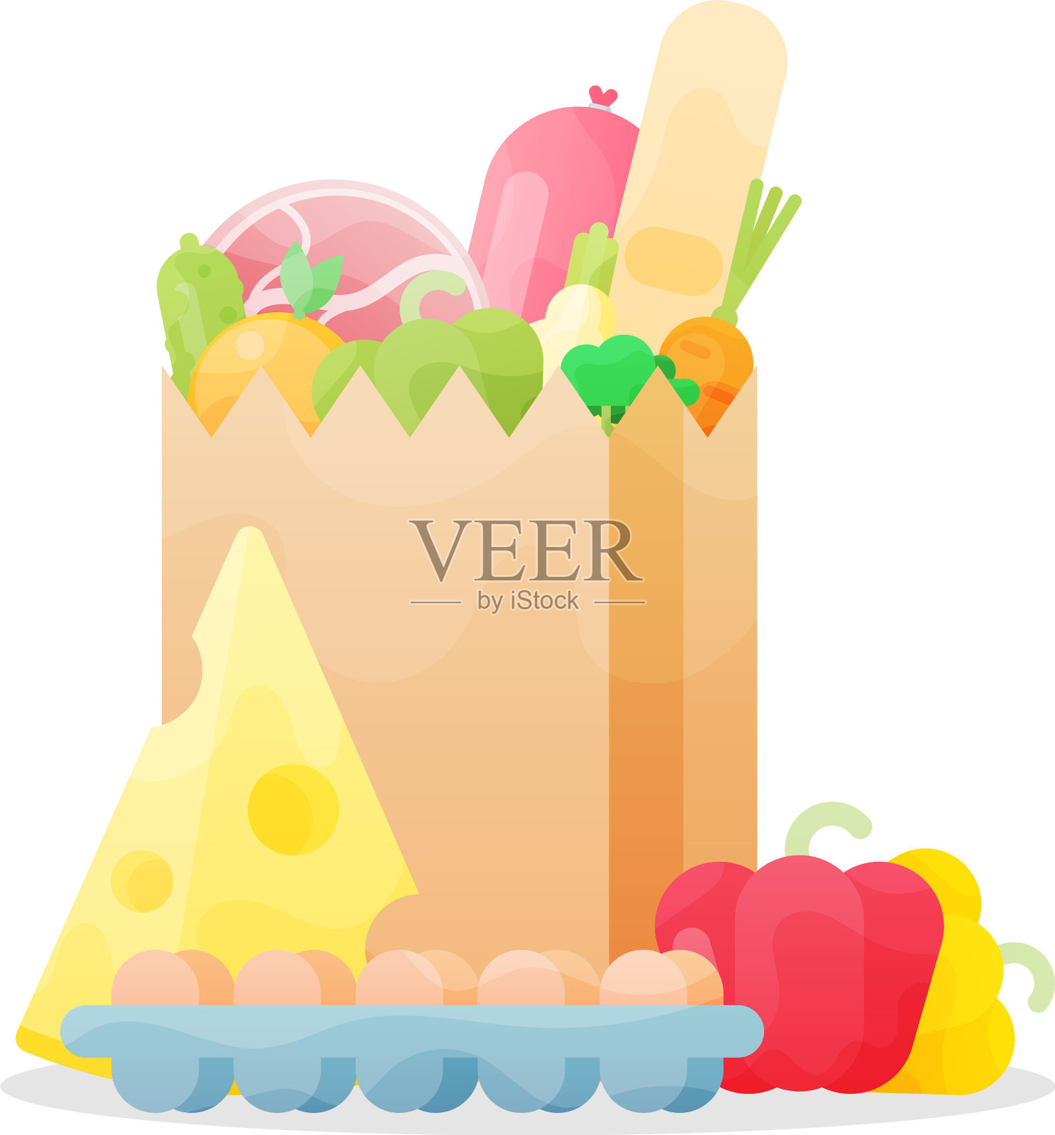 购物袋孤立在白色背景纸插画图片素材