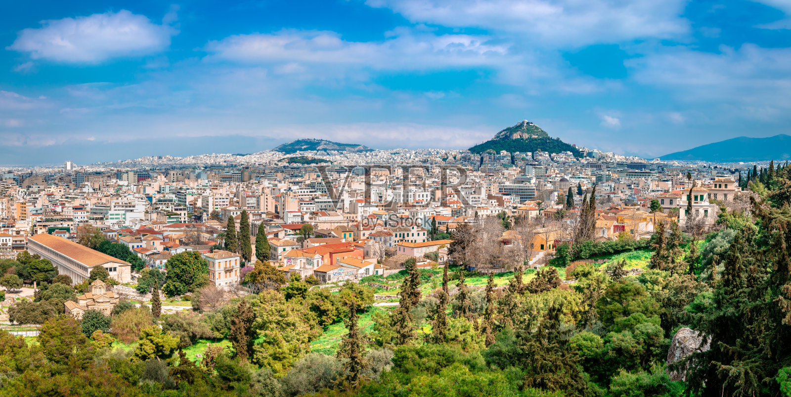 雅典的全景图。照片摄影图片